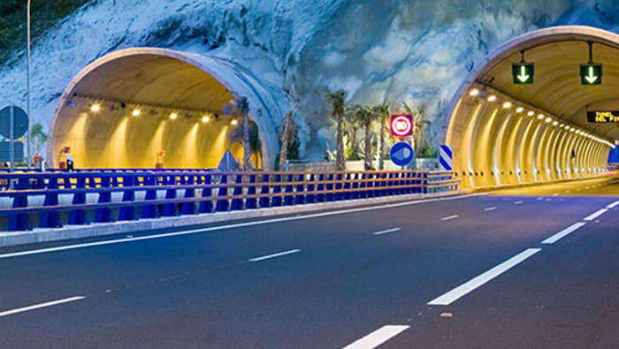 Tunnel well-lit by Philips LED tunnel light
