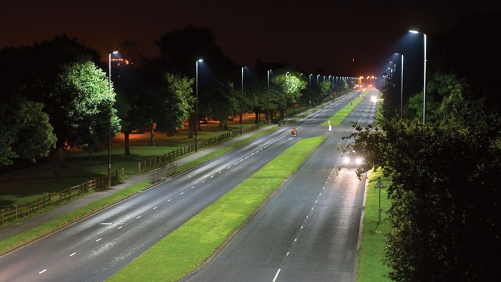 Smart LED lighting illuminates roads and streets