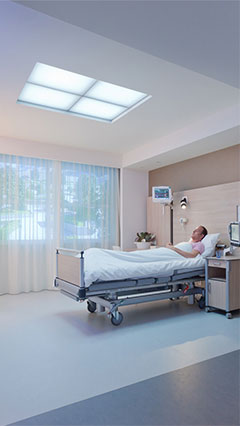 Healwell light transforming the patient room to get a completely different atmosphere