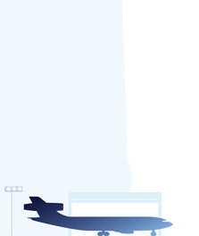 Illustration of air-side section of airport, featuring a parked plane