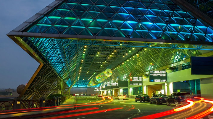 Land-side airport parking lot - lighting for airports