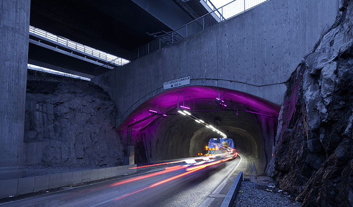 Entrance of Tomtebodatunneln, Stockholm, Sweden